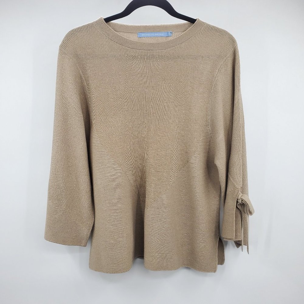 Michelle Nicole Seed Stitch Tie Sleeve Sweater S